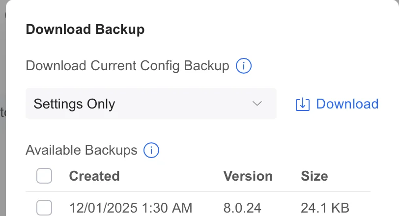 Download Backup Dialog — Version 8.0.24 vom 12.01.2025
